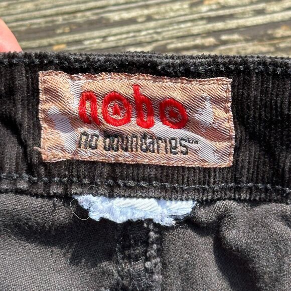 Y2K No Boundaries Jeans 36" Black Corduroy Flares Mid Rise NoBo Bedazzled Grunge - Picture 6 of 10
